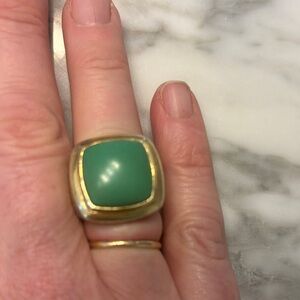 David Yurman Turquoise Silver and Gold Albion Ring Sz 7